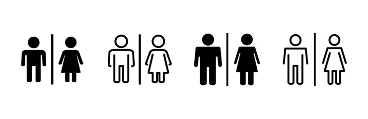 Toilet icon set. restrooms icon vector. bathroom sign. wc, lavatory