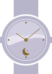 Round Wristwatch With Moon Detail Illustration