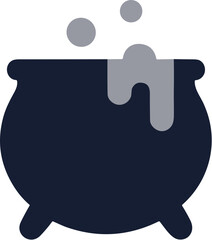 Obraz premium Flat Design Bubbling Cauldron Element Cooking Pot Icon Illustration