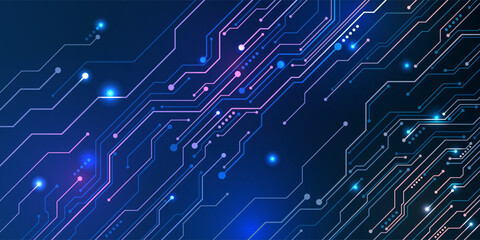 Fototapeta premium Circuit board. High-tech technology background. Cyber connection electronic. Networking connections background