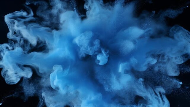 Blue smoky explosion against a black background
