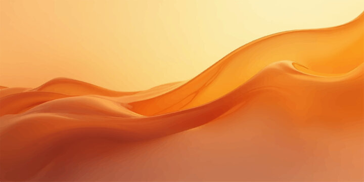 Abstract orange background with golden waves and flowing yellow curves creates an artistic motion pattern for a light vector wallpaper design