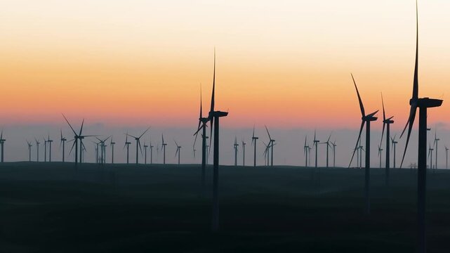 Wind Turbines Farm Sunrise