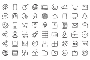 Fototapeta premium UI Line Icons for App Dashboards, Navigation, and System Controls