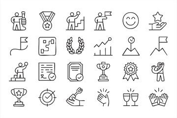 Fototapeta premium Success and Recognition UI Icons for Performance Dashboards