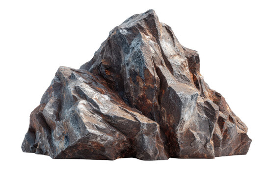 Jagged brown and grey rock formation with sharp edges and rough texture stone mountain