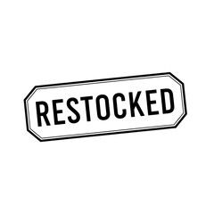 Fototapeta premium Black Restocked Octagonal Stamp, background-free for e-commerce.
