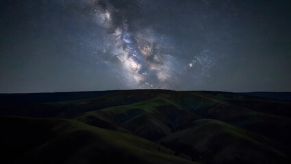 Stellar Night View over Mountains
