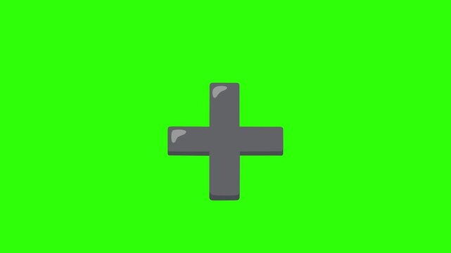 Plus sign icon on green screen mathematical symbol for addition positive value and more.