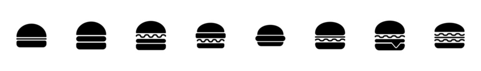 Hamburger icon vector isolated on white background. Burger and hamburger icon. Fast food vector icon