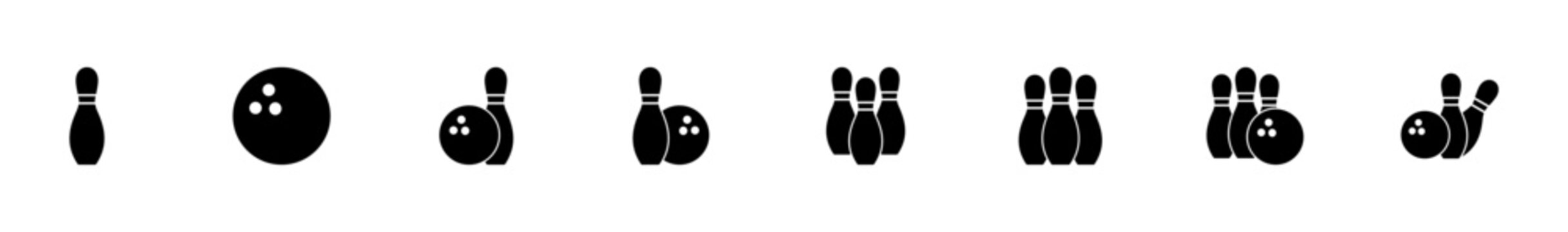 Bowling game Pin Icon vector isolated on white background. Bowling icon, ball and pin