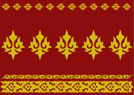 Songket Aceh red background with gold ornament