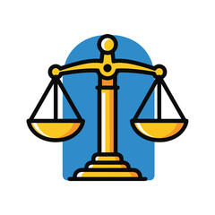 A golden scale with a blue background