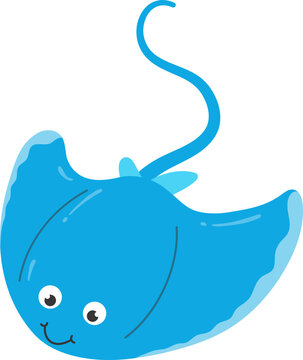 Cheerful Cartoon Stingray Fish Illustration