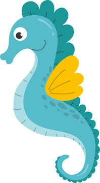Cute Cartoon Seahorse Illustration with Playful Style