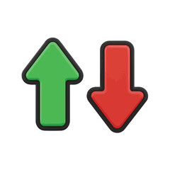 A green up arrow and a red down arrow