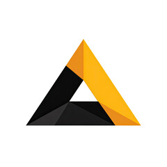Modern abstract geometric design featuring an orange and gray triangular structure on a black background