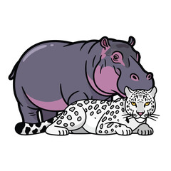 Obraz premium A hippopotamus and a leopard