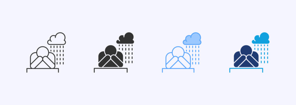 Depression Icon Set Multiple Style Collection