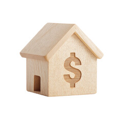A wooden house with a dollar sign cut-out, representing real estate and financial themes
