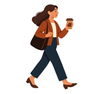Woman Walking with Coffee Cup