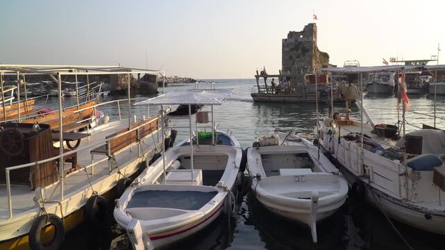 Boats docked in Byblos marine, western Lebanon.