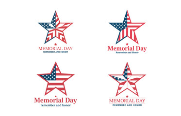 Obraz premium Memorial Day Stars with American Flag Designs and Text united states