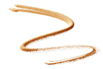 Close-up of a wavy, textured, light-brown squiggle against a stark black background