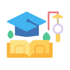 Fototapeta premium Flat illustration of graduation cap, book, and education symbol