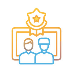 Obraz premium Law enforcement partnership icon with badge on black background