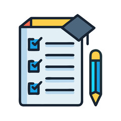 Graduation checklist illustration with pencil for education concepts