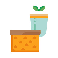Flat design illustration of seedlings in a glass of water