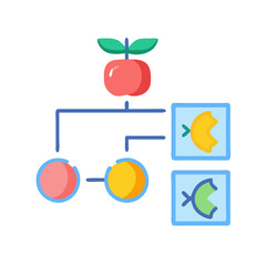 Colorful illustration of a process diagram with an apple icon