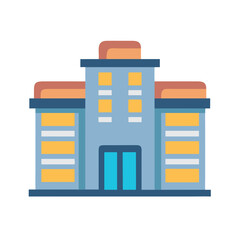Flat design style building illustration on black background