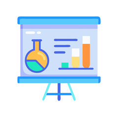Presentation board showing lab data chart and analysis info