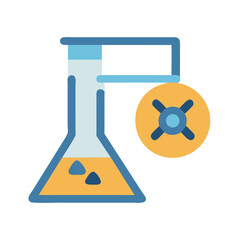 Stylized Erlenmeyer Flask and Stopcock Illustration on Black Backdrop