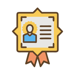 Vector illustration of an employee certificate with award ribbon