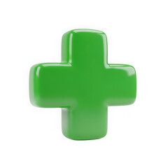 Obraz premium 3d green plus sign icon isolated on transparent background isolated on transparent background