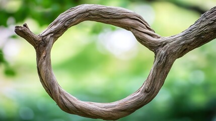 osier. A single osier branch bent into a perfect circle against a blurred natural background. gardening catalogs, home-decor guides, designed for home decor and floral branding.