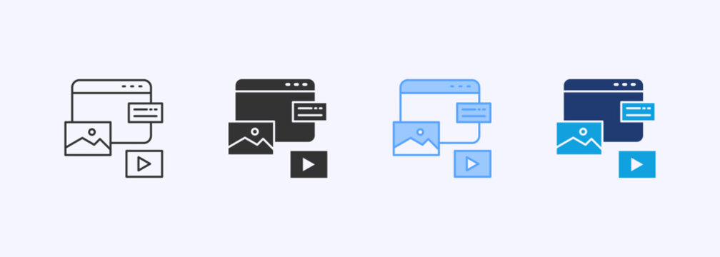 Content Icon Set Multiple Style Collection
