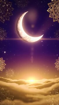 Sankashti Chaturthi Crescent Moon Glow with Mandala Textures Indigo Gold Gradient