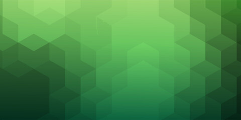 Green Geometric Hex Pattern Background With Abstract Cube Design For Modern Tech Wallpaper