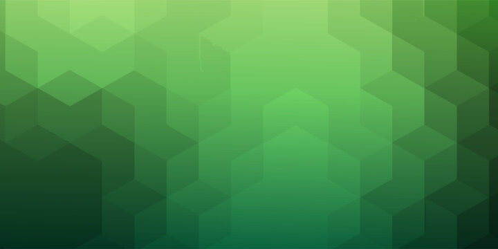 Green Geometric Hex Pattern Background With Abstract Cube Design For Modern Tech Wallpaper