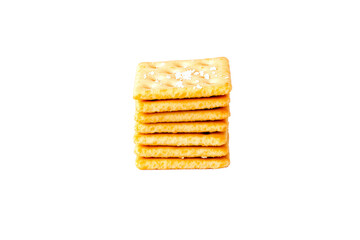 Wholesome Stack of Golden Crackers Isolated on White Background for Healthy Snacking, Appetizer Recipes, Food Blogs, and Nutrition, Isolated on White Background, PNG