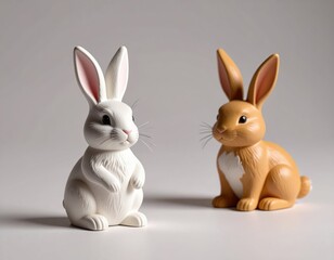 Fototapeta premium Cute Plastic Rabbits in Various Colors for Children's Decor