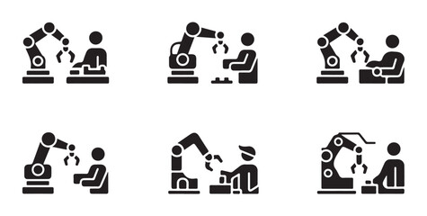 Fototapeta premium Robotic arm collaborating with human worker in industrial manufacturing setting