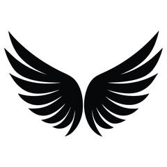Fototapeta premium Black wings silhouette vector set, the wings set is ideal for logo, emblem, badge design. Versatile for art, heraldry, animal symbolism. Ranging from simple to intricate feather or scale details