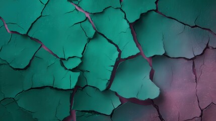 A close-up of cracked, textured surface in shades of teal and purple, highlighting patterns and colors that evoke a sense of decay and artistic expression.