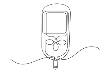 Single line art illustration of glucose meter continuous outline drawing simple
