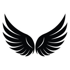 Fototapeta premium Black wings silhouette vector set, the wings set is ideal for logo, emblem, badge design. Versatile for art, heraldry, animal symbolism. Ranging from simple to intricate feather or scale details